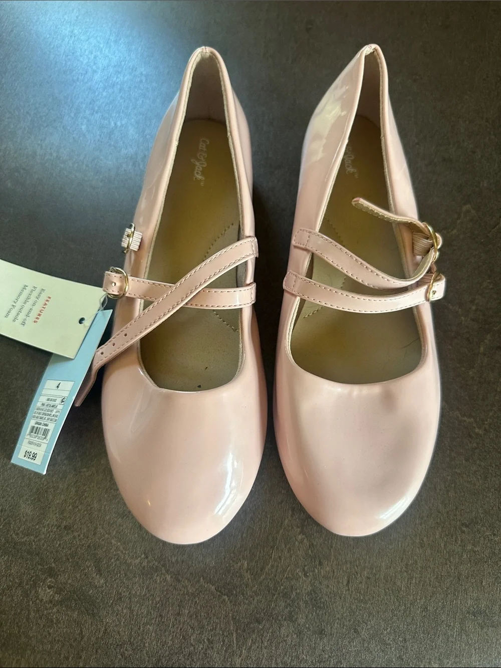 Cat & Jack Girls' Glossy Pink Double-Strap Mary Janes